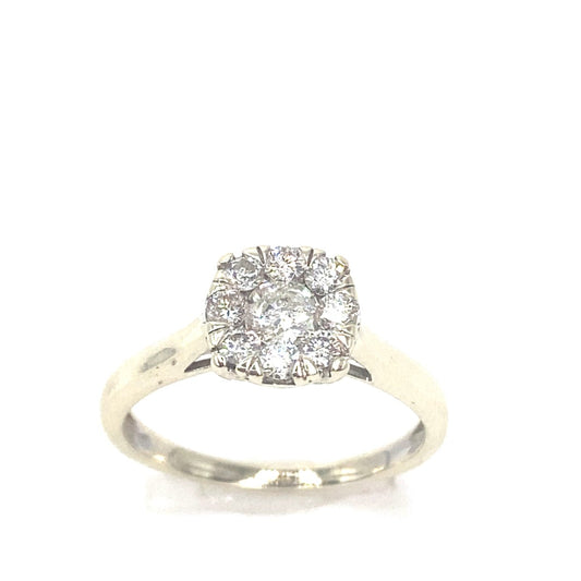 Women’s 9ct White Gold Diamond Illusion Cluster Ring - 0.50ct - Hyman’s Jewellers