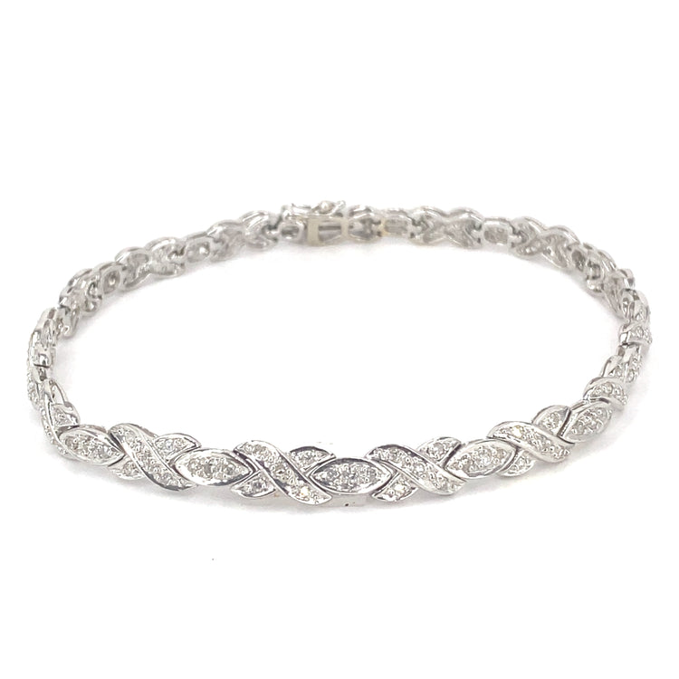 Women’s 9ct White Gold Fancy Link Diamond Tennis Bracelet - 1.50ct - Hyman’s Jewellers