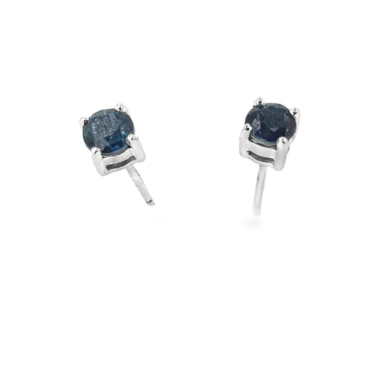 Women’s 9ct White Gold Four Claw Sapphire Stud Earrings - 1g - Hyman’s Jewellers
