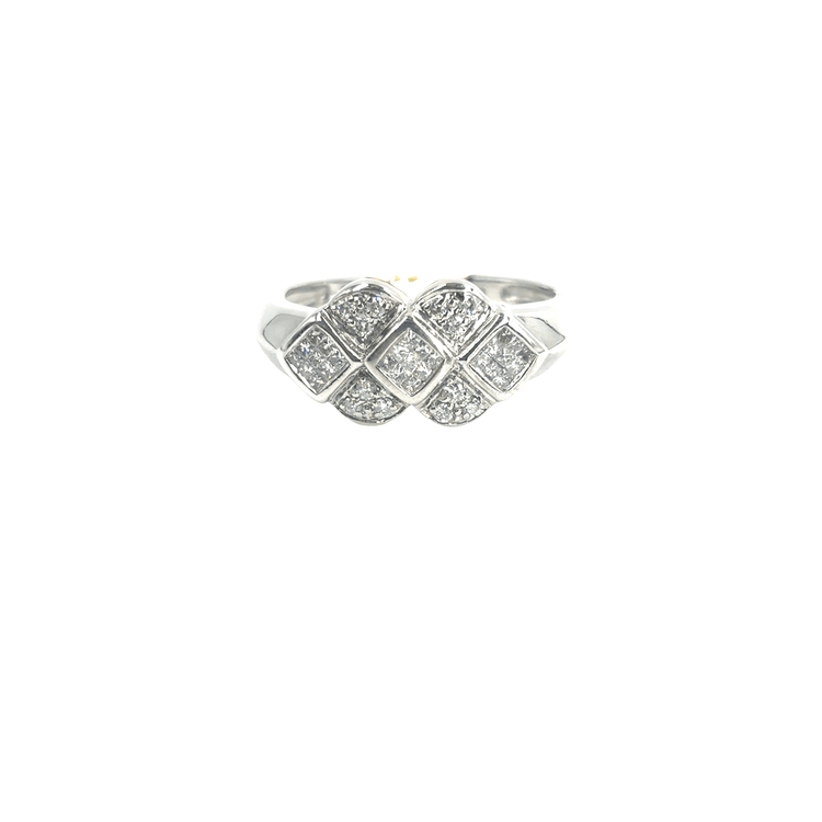 Women’s 9ct White Gold Silver Multistone Diamond Ring with Square Cut Diamonds - Hyman’s Jewellers