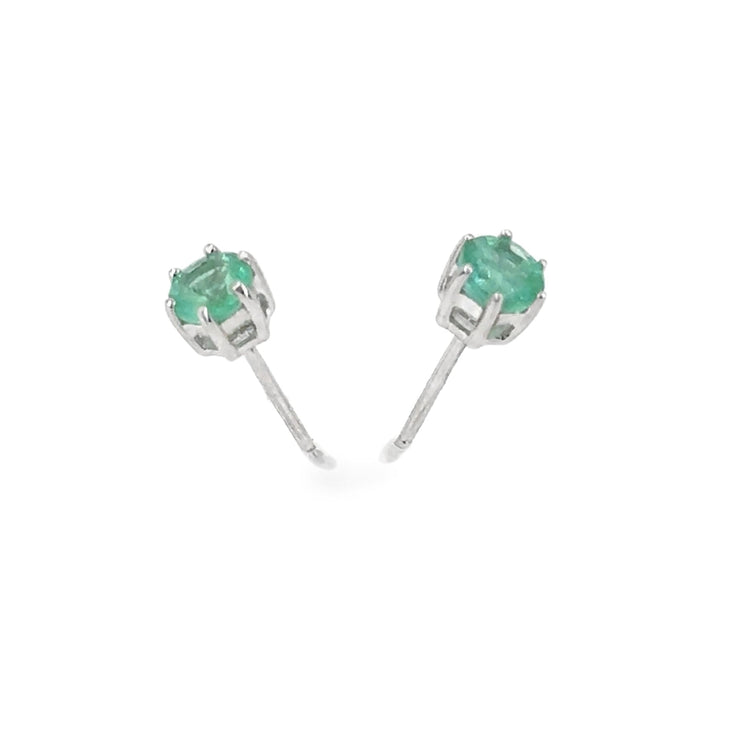 Women’s 9ct White Gold Six Claw Emerald Stud Earrings - 1g - Hyman’s Jewellers