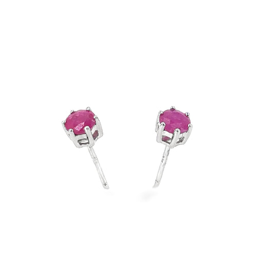 Women’s 9ct White Gold Six Claw Ruby Stud Earrings - 1g - Hyman’s Jewellers