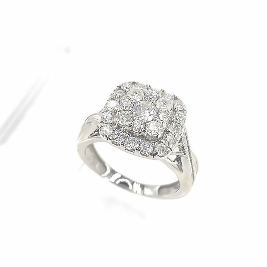 Women’s 9ct White Gold Statement Diamond Cluster Ring - 1.00ct - Hyman’s Jewellers