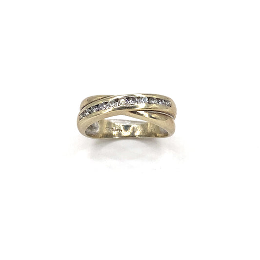Women’s 9ct Yellow Gold 0.25ct Natural Diamond Twist Half Eternity Ring - Hyman’s Jewellers