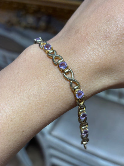 Women’s 9ct Yellow Gold Amethyst Bracelet - 11.5g - Hyman’s Jewellers