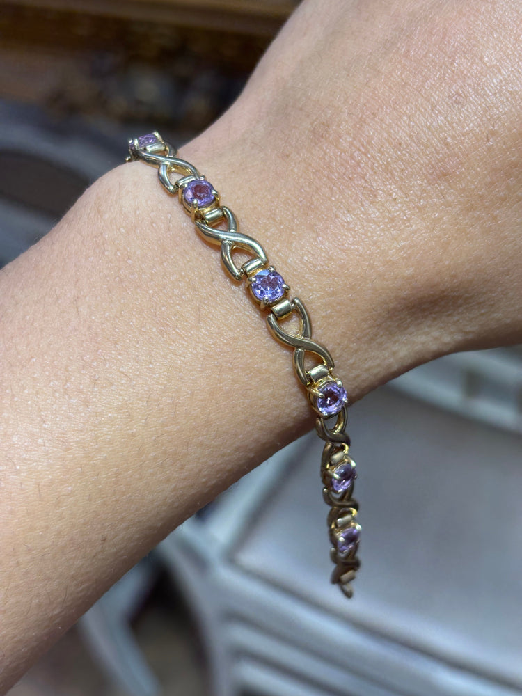 Women’s 9ct Yellow Gold Amethyst Bracelet - 11.5g - Hyman’s Jewellers