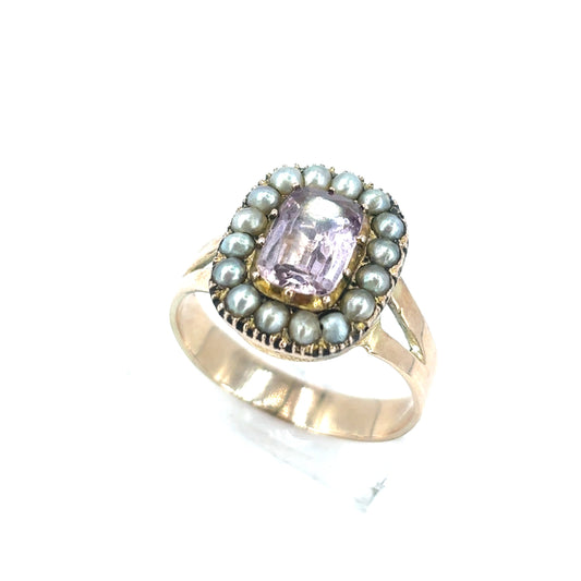 Women’s 9ct Yellow Gold Amethyst Pearl Dress Ring - 4.6g - Hyman’s Jewellers