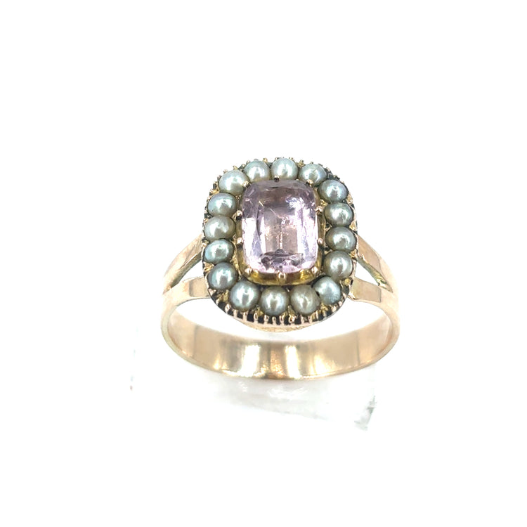Women’s 9ct Yellow Gold Amethyst Pearl Dress Ring - 4.6g - Hyman’s Jewellers