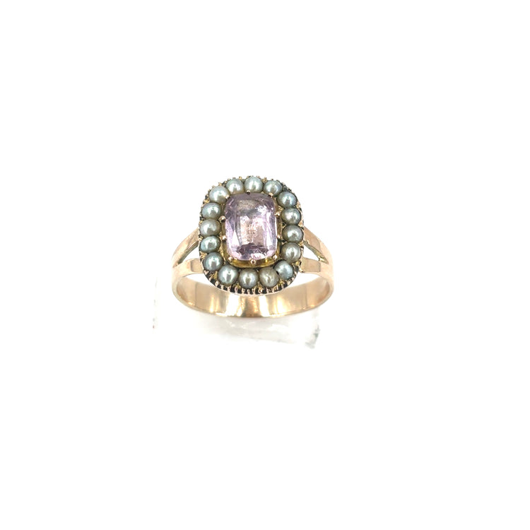 Women’s 9ct Yellow Gold Amethyst Pearl Dress Ring - 4.6g - Hyman’s Jewellers