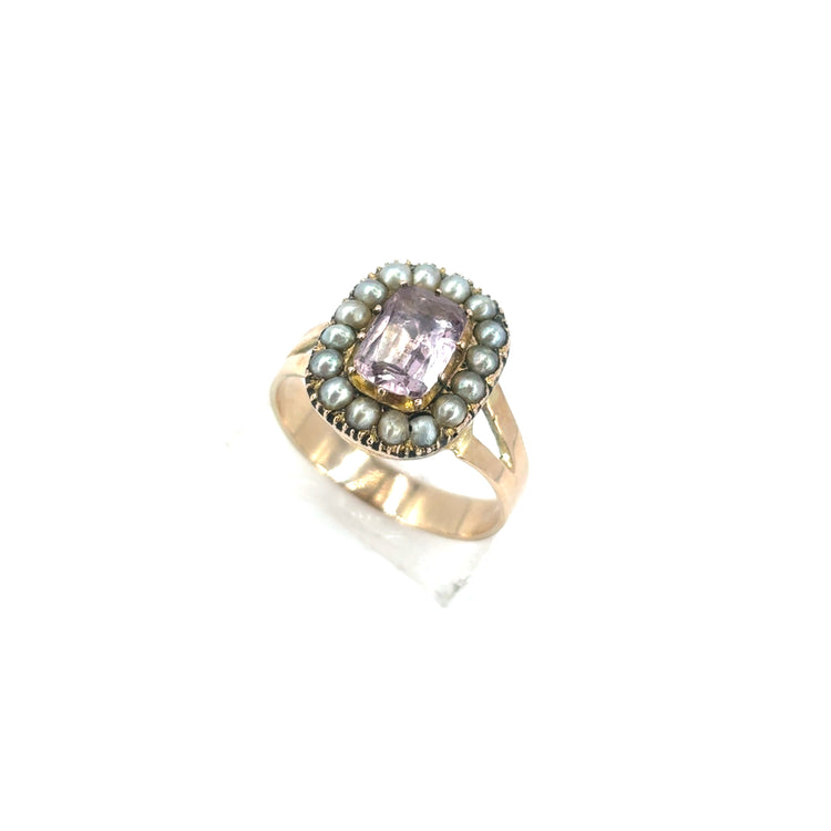 Women’s 9ct Yellow Gold Amethyst Pearl Dress Ring - 4.6g - Hyman’s Jewellers