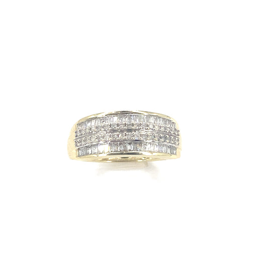 Women’s 9ct Yellow Gold Baguette & Brilliant Cut Diamond Half Eternity Ring - 0.50ct - Hyman’s Jewellers