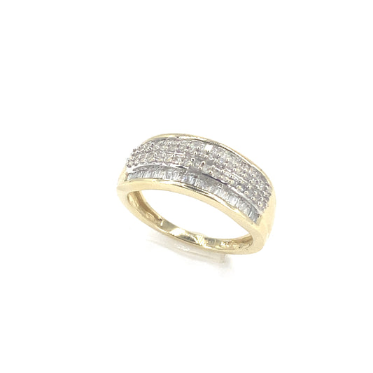 Women’s 9ct Yellow Gold Baguette & Brilliant Cut Diamond Half Eternity Ring - 0.50ct - Hyman’s Jewellers