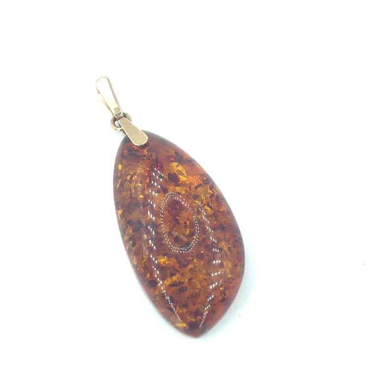 Women’s 9ct Yellow Gold Baltic Amber Pendant - 5g - Hyman’s Jewellers