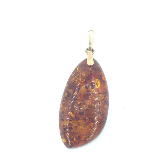 Women’s 9ct Yellow Gold Baltic Amber Pendant - 5g - Hyman’s Jewellers