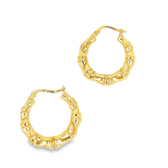 Women’s 9ct Yellow Gold Bamboo Hoops - 1.8g - Hyman’s Jewellers