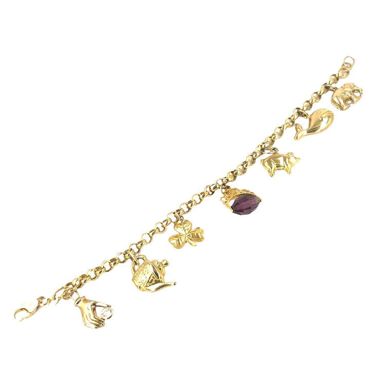 Women’s 9ct Yellow Gold Charm Bracelet - 10g 7.5” - Hyman’s Jewellers