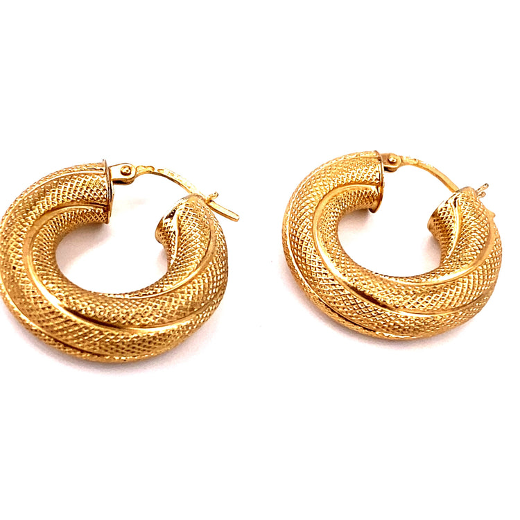 Women’s 9ct Yellow Gold Chunky Brushed Twist Hoops - 3.6g - Hyman’s Jewellers
