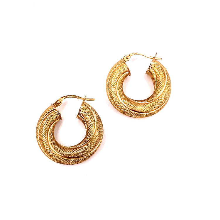Women’s 9ct Yellow Gold Chunky Brushed Twist Hoops - 3.6g - Hyman’s Jewellers
