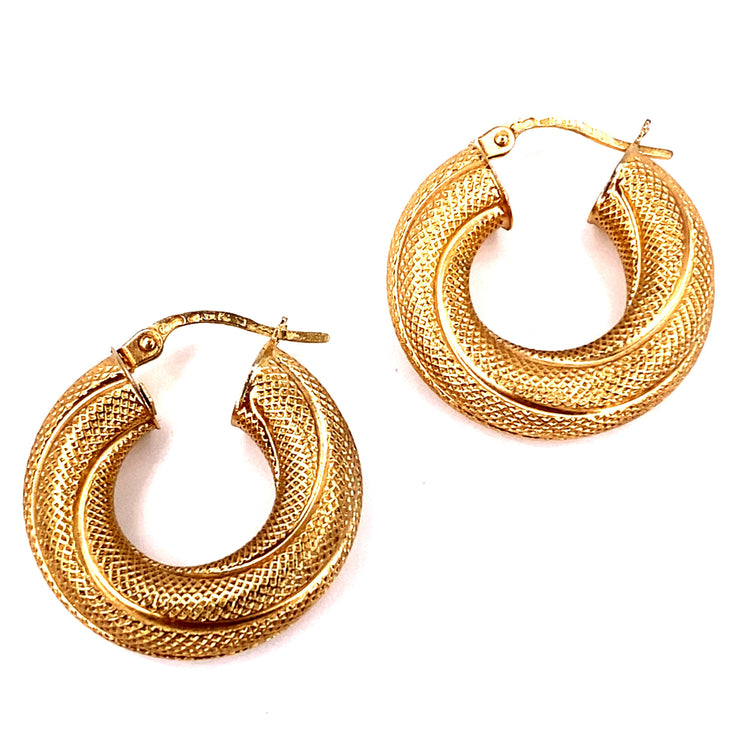 Women’s 9ct Yellow Gold Chunky Brushed Twist Hoops - 3.6g - Hyman’s Jewellers