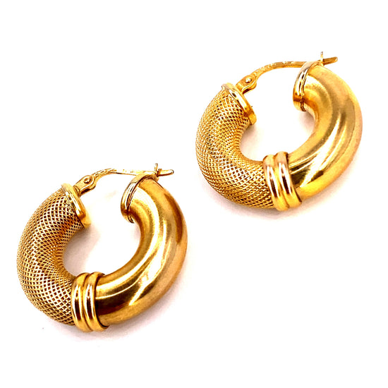 Women’s 9ct Yellow Gold Chunky Vintage European Hoops - 3.8g - Hyman’s Jewellers