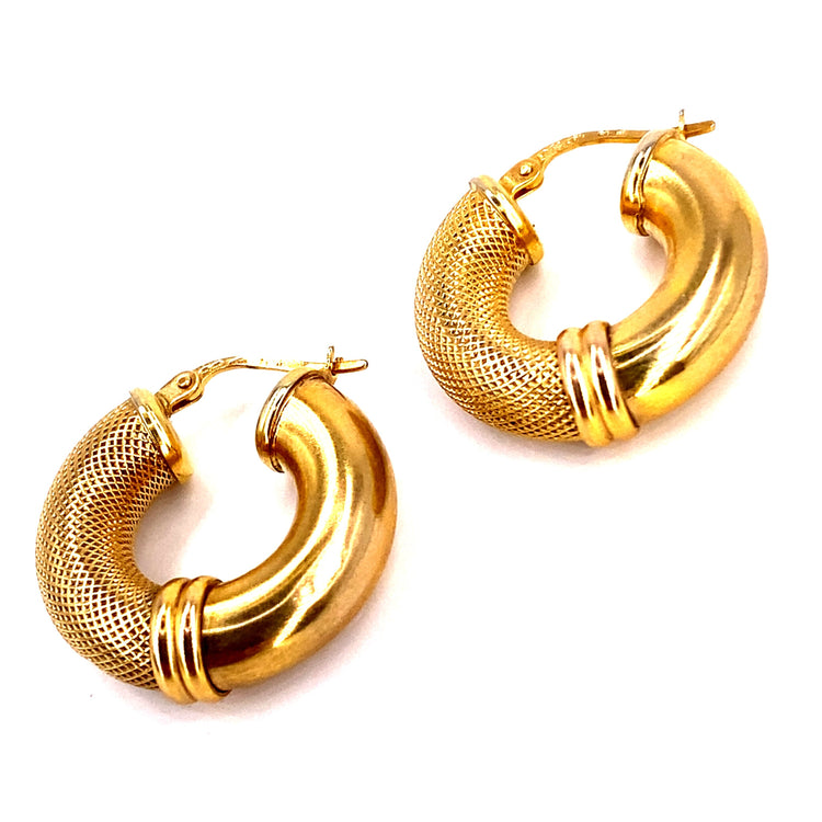 Women’s 9ct Yellow Gold Chunky Vintage European Hoops - 3.8g - Hyman’s Jewellers