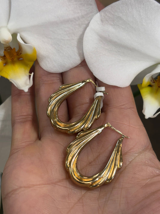 Women’s 9ct Yellow Gold Creole Hollow Hoop Earrings - 2.9g - Hyman’s Jewellers