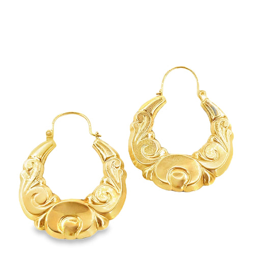 Women’s 9ct Yellow Gold Creole Hoop Earrings - 2.9g - Hyman’s Jewellers