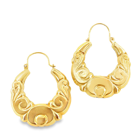 Women’s 9ct Yellow Gold Creole Hoop Earrings - 2.9g - Hyman’s Jewellers