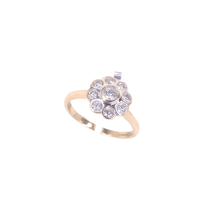 Women’s 9ct Yellow Gold CZ Cluster Ring - 3.3G - Hyman’s Jewellers