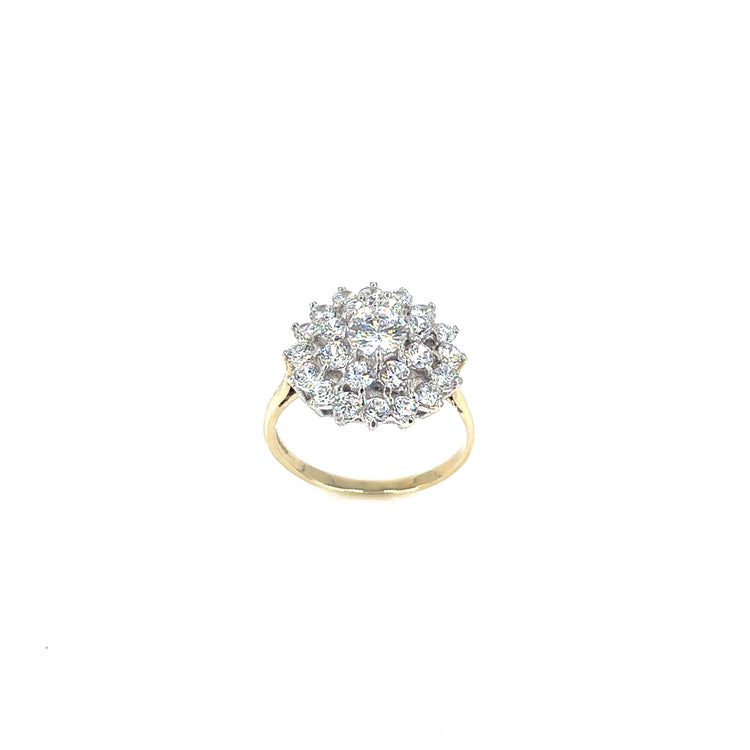 Women’s 9ct Yellow Gold Cz Flower Cluster Ring - Hyman’s Jewellers