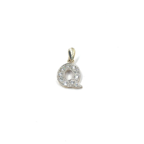 Women’s 9ct Yellow Gold Cz Set Initial Pendant - 1.2g - Hyman’s Jewellers