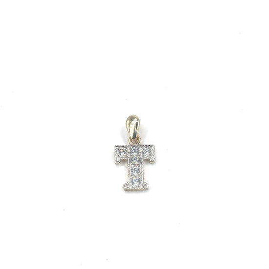 Women’s 9ct Yellow Gold Cz Set Initial Pendant - 1.2g - Hyman’s Jewellers