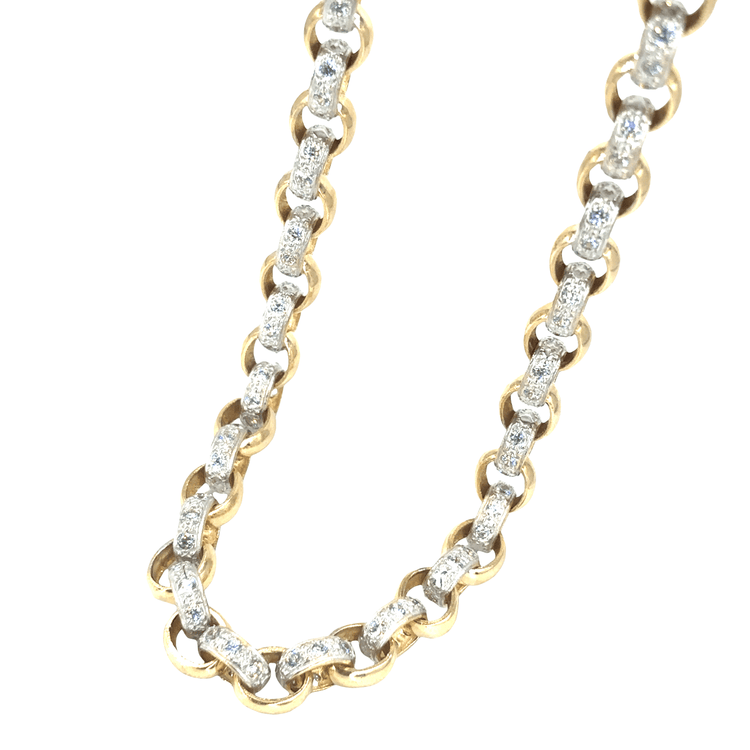 Women’s 9ct Yellow Gold Cz Set Yellow Gold Chain Necklace - 26” 86.3G Cz - Hyman’s Jewellers