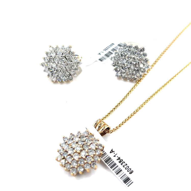 Women’s 9ct Yellow Gold Diamond Cluster Set - 3cts - Hyman’s Jewellers