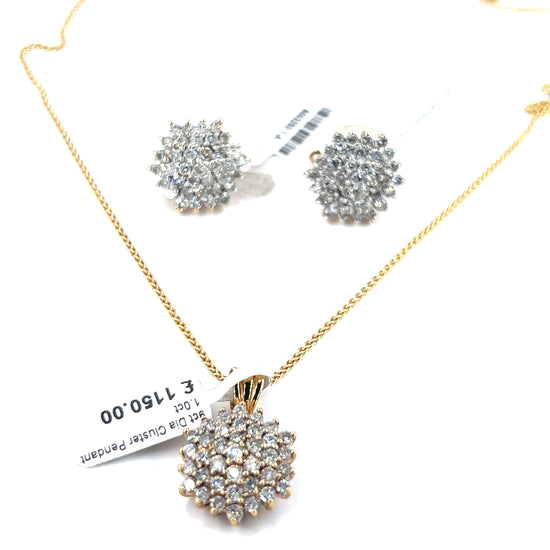 Women’s 9ct Yellow Gold Diamond Cluster Set - 3cts - Hyman’s Jewellers