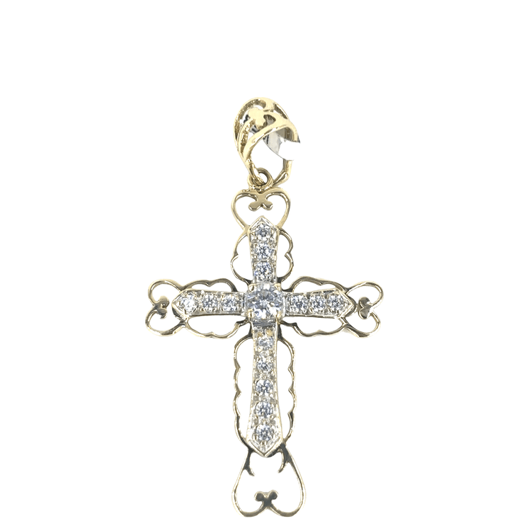 Women’s 9ct Yellow Gold Diamond Cross Pendant - 3.3G 5cm - Hyman’s Jewellers