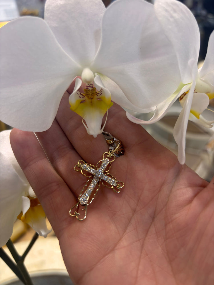 Women’s 9ct Yellow Gold Diamond Cross Pendant - 3.3G 5cm - Hyman’s Jewellers