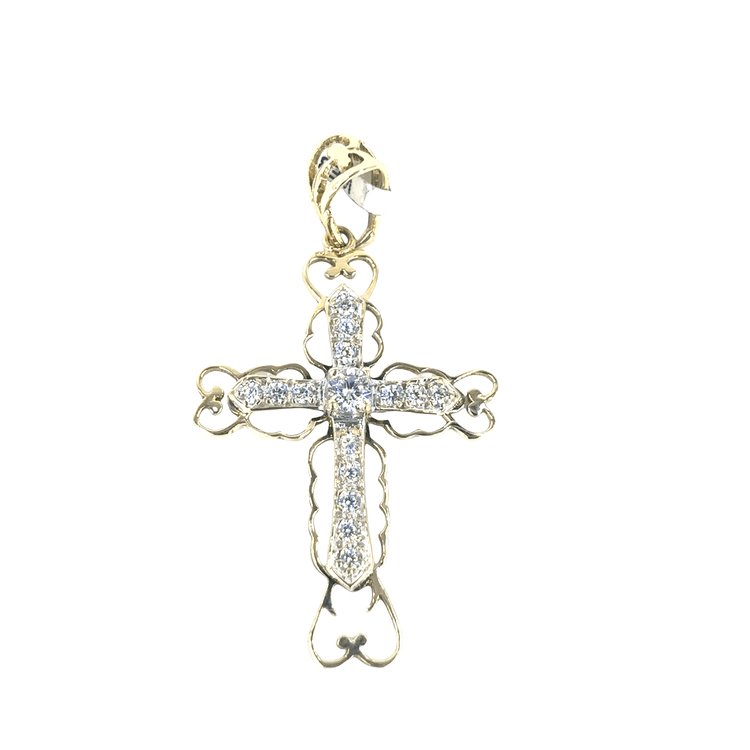 Women’s 9ct Yellow Gold Diamond Cross Pendant - 3.3G 5cm - Hyman’s Jewellers
