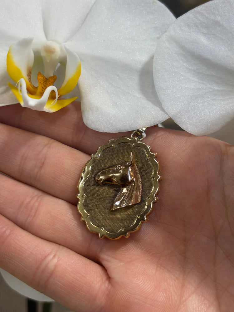 Women’s 9ct Yellow Gold Equestrian Horse Locket - 10g - Hyman’s Jewellers