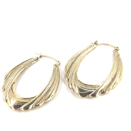 Women’s 9ct Yellow Gold Fancy Hoops Earrings - 2.1g - Hyman’s Jewellers