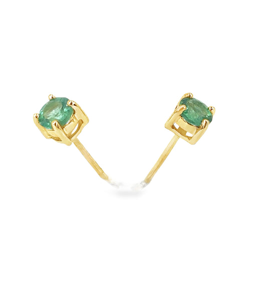 Women’s 9ct Yellow Gold Four Claw Emerald Stud Earrings - 1g - Hyman’s Jewellers