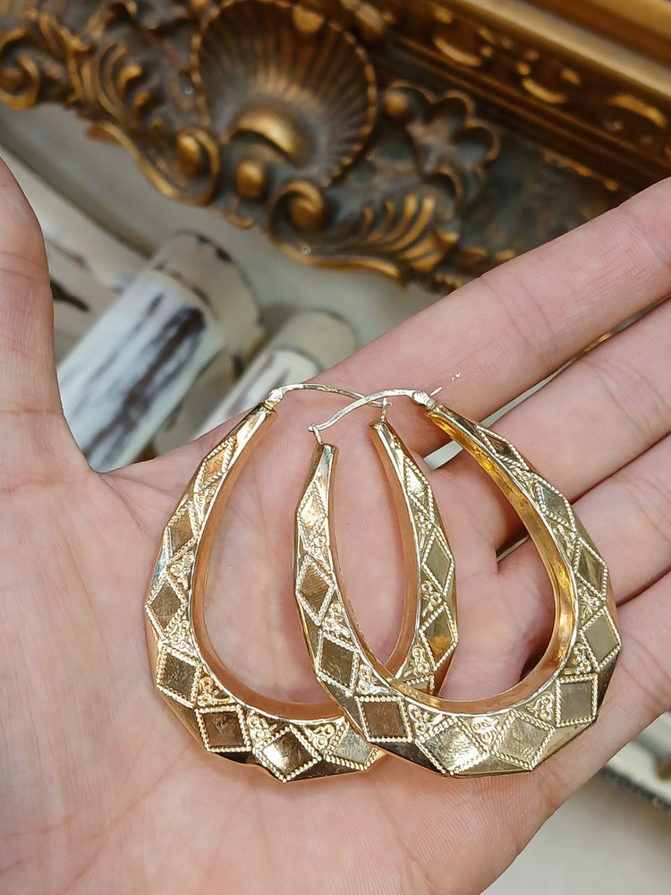 Women's 9ct Yellow Gold Geometric Hoop Earrings - Hyman’s Jewellers