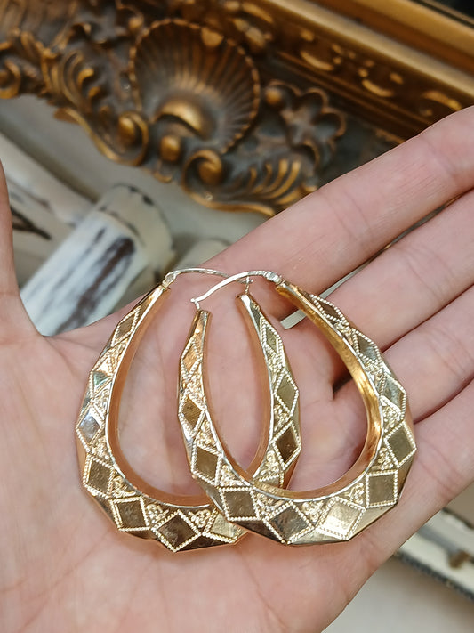 Women's 9ct Yellow Gold Geometric Hoop Earrings - Hyman’s Jewellers