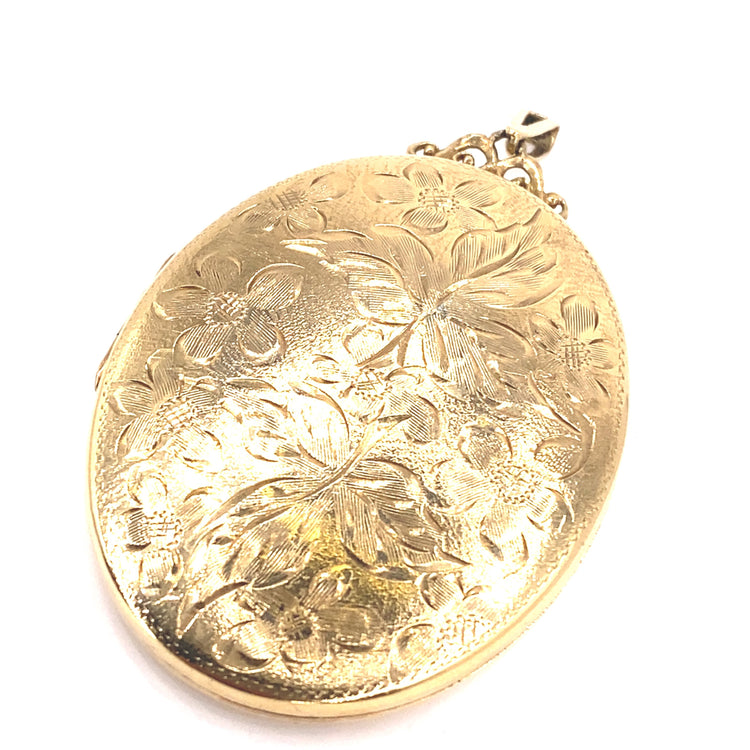 Women’s 9ct Yellow Gold Heavy Engraved Locket - 23g - Hyman’s Jewellers