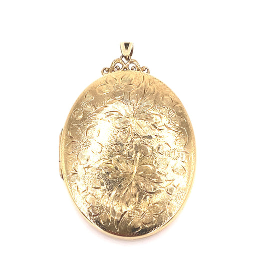 Women’s 9ct Yellow Gold Heavy Engraved Locket - 23g - Hyman’s Jewellers