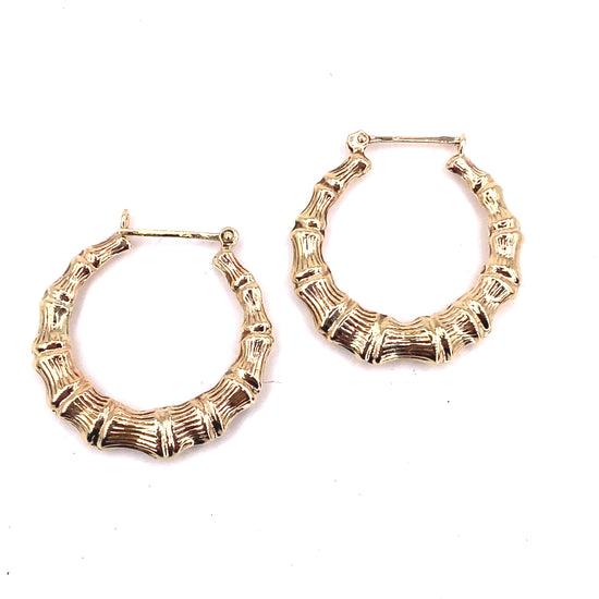 Women’s 9ct Yellow Gold Hollow Bamboo Hoop - Medium 2.9g - Hyman’s Jewellers