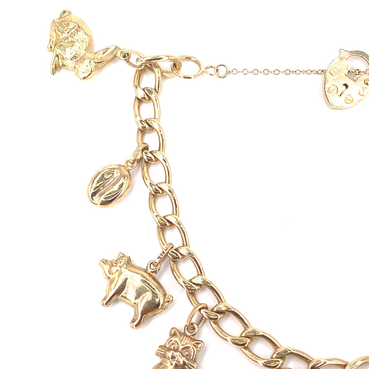 Women’s 9ct Yellow gold Hollow charm Bracelet - 16g - Hyman’s Jewellers