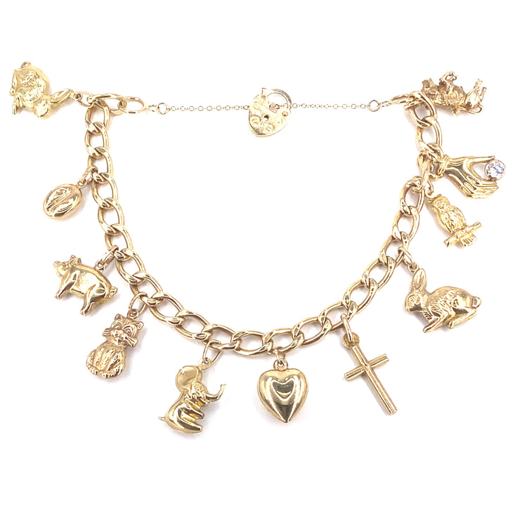 Women’s 9ct Yellow gold Hollow charm Bracelet - 16g - Hyman’s Jewellers