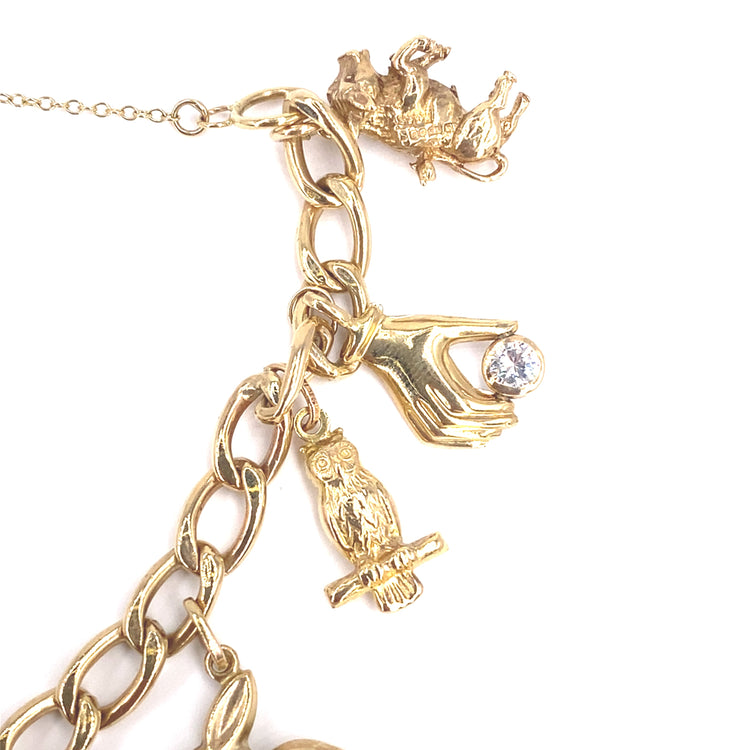 Women’s 9ct Yellow gold Hollow charm Bracelet - 16g - Hyman’s Jewellers
