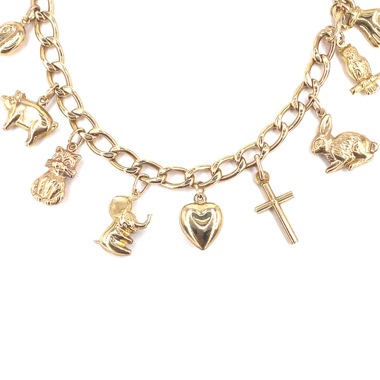 Women’s 9ct Yellow gold Hollow charm Bracelet - 16g - Hyman’s Jewellers